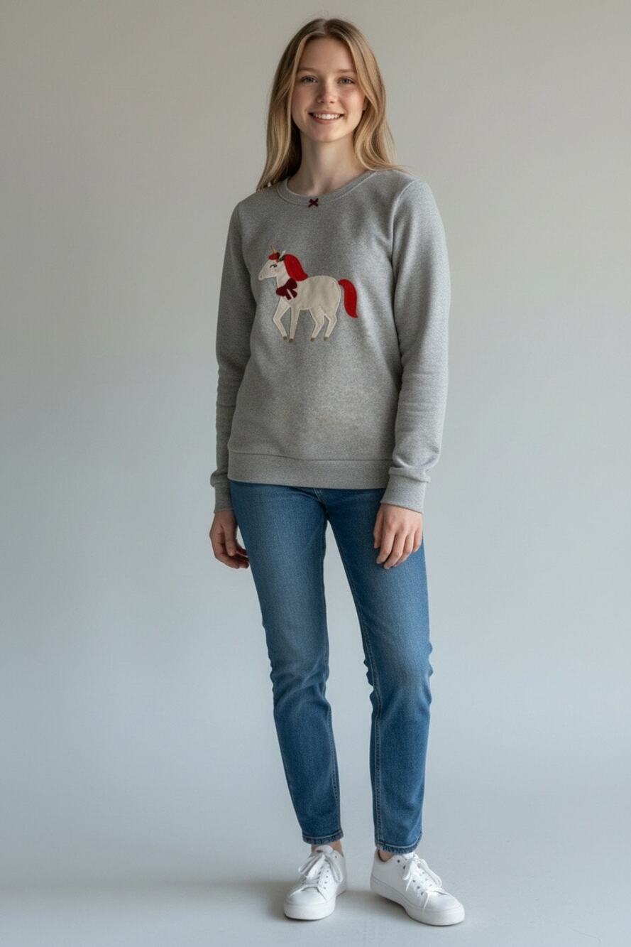 Carter’s Girls Size 10 Gray Unicorn Christmas Long Sleeve Shirt Holiday Top